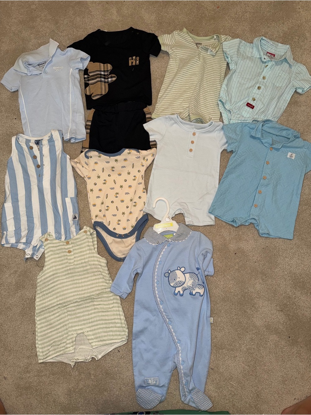Assorted Baby One-Piece Bundle - Light Blue, Navy & Neutral Tones